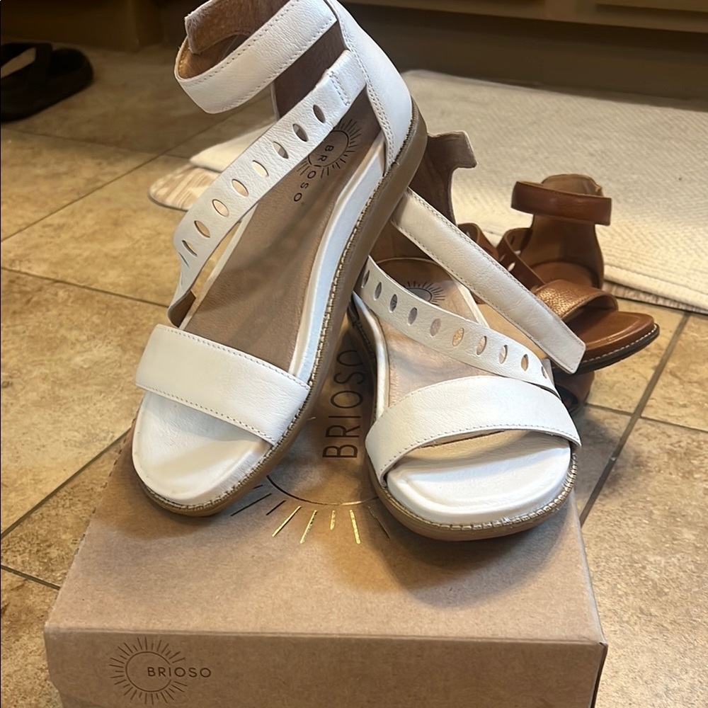 White Wedge Heel Sandals with Adjustable Strap